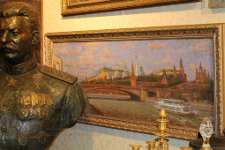 Советская картина «Москворецкий мост», художник Г. И. Соловых, оргалит, масло, живопись СССР, 1985 г.