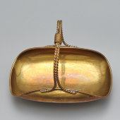 Винтажная конфетница в виде корзины с витой ручкой, латунь, Европа, 1940-50 гг.