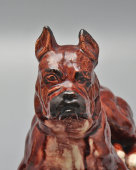 Фигурка «Собака породы бульдог», обливная керамика, Гжель, 1950-60 гг.