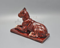 Фигурка «Собака породы бульдог», обливная керамика, Гжель, 1950-60 гг.