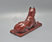 Фигурка «Собака породы бульдог», обливная керамика, Гжель, 1950-60 гг.