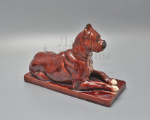 Фигурка «Собака породы бульдог», обливная керамика, Гжель, 1950-60 гг.