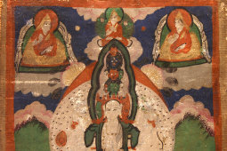 Старинная буддийская танкха (танка), шелк, фанера, Китай, 19 век