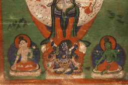 Старинная буддийская танкха (танка), шелк, фанера, Китай, 19 век