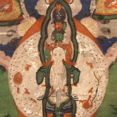 Старинная буддийская танкха (танка), шелк, фанера, Китай, 19 век