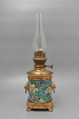 Старинная настольная керосиновая лампа R. Ditmar Wien со львами, Австрия, Вена, кон. 19, нач. 20 вв.