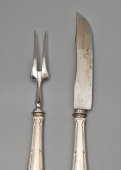 Антикварный набор для мяса: большой нож с вилкой, серебро 800 пр., Германия, нач. 20 в.