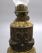 Антикварная керосиновая лампа, бронза, Европа, начало 20 века