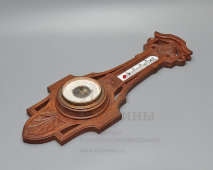 Старинная настенная метеостанция в деревянном корпусе: термометр и барометр, Е. Зальцфищ и Ко, Россия, кон. 19, нач. 20 вв.