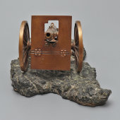 Интерьерная статуэтка «Полевая пушка Первой мировой войны», бронза, камень, Европа, 1914 г.