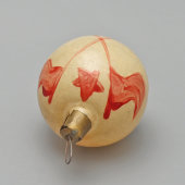 Агитационная ёлочная игрушка-шар «СССР. Красная звезда и флаги», стекло, 1930-40 гг.