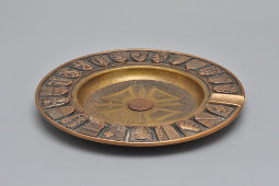 Старинная бронзовая пепельница «Дружба между Италией и Швейцарией в приграничных регионах», Европа, 1940-е