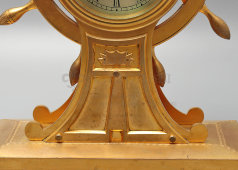 Антикварный кабинетный комплект из часов и барометра в морском стиле «Корабельные штурвалы», латунь, позолота, Европа, 18 и 19 вв.