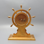 Антикварный кабинетный комплект из часов и барометра в морском стиле «Корабельные штурвалы», латунь, позолота, Европа, 18 и 19 вв.