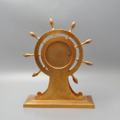 Антикварный кабинетный комплект из часов и барометра в морском стиле «Корабельные штурвалы», латунь, позолота, Европа, 18 и 19 вв.