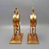 Антикварный кабинетный комплект из часов и барометра в морском стиле «Корабельные штурвалы», латунь, позолота, Европа, 18 и 19 вв.