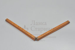 Антикварная складная линейка в 1 аршин (16 вершков и 28 дюймов), дерево, латунь, Великобритания для России, кон. 19, нач. 20 вв.
