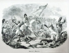 Гравюра с Наполеоном в паспарту и раме «Битва при Ватерлоо», Европа, 19 в.