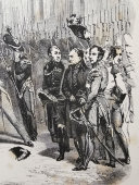 Гравюра в паспарту «Прощание Наполеона с императорской гвардией в Фонтенбло», Европа, 19 в.