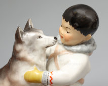 Статуэтка «Мальчик-якут с собакой», скульптор С. Б. Велихова, ЛФЗ, 1970-80 гг.