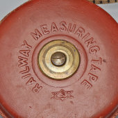 Старинная рулетка для измерений на железнодорожных путях, 10 м, кожаный корпус, Европа, кон. 19, нач. 20 вв.