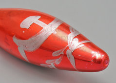 Агитационная ёлочная игрушка-сосулька «Серп и молот», стекло, СССР, 1930-40 гг.