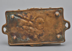 Старинная подставка для мелочей, пепельница времен Первой мировой войны «Французская 75-мм полевая пушка​», бронза, Франция, 1910-е