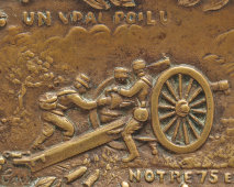 Старинная подставка для мелочей, пепельница времен Первой мировой войны «Французская 75-мм полевая пушка​», бронза, Франция, 1910-е