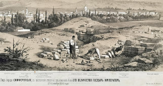Литография «Виды Симферополя», Русский художественный листок В. Тимма № 12, 1856 г.