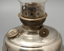 Старинная керосиновая лампа, никелированная латунь, Россия, кон. 19 в.
