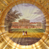 Антикварная декоративная тарелка с изображением дворца, частный завод, Россия, 1830-е