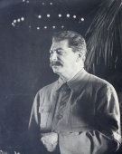 Старое советское фото «Портрет И. В. Сталина», паспарту, багет, СССР, 1930-40 гг.