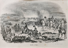 Гравюра в паспарту «Наполеон: сражение при Лютцене» (Bataille de Lutzen), Европа, 19 в.