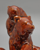 Скульптурная композиция «Медведица с медвежатами», Гжельская керамика, СССР, 1960-е