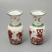 Маленькие парные вазы «Маскарад», фарфор ЛФЗ, 1970-80 гг.