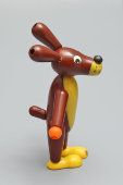 Деревянная детская игрушка на резинках «Собака Пиф», СССР, 1970-е
