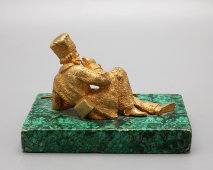 Скульптура «Казак с трубкой», Россия, 19 век, бронза, малахит