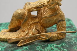 Скульптура «Казак с трубкой», Россия, 19 век, бронза, малахит