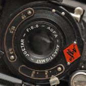 Старинный складной фотоаппарат «Agfa Film B2» со штативом, объектив Anastigmat Jgetar, Германия, 1930-е