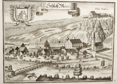 Старинная гравюра «Замок Мейер», Германия, 1700-е годы