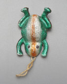 Винтажная ёлочная игрушка «Лягушка», довоенный картонаж, СССР, 1930-40 гг.