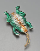 Винтажная ёлочная игрушка «Лягушка», довоенный картонаж, СССР, 1930-40 гг.