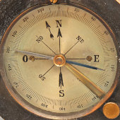 Старинный геодезический прибор, буссоль, компас, латунь, стекло, Европа, кон. 19 в.