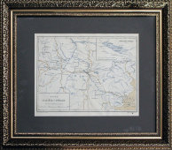 Дореволюционная карта бассейна реки Иртыш включая озеро Зайсан, бумага, багет