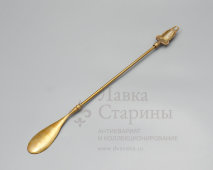 Винтажный латунный рожок для обуви с изящным навершием в виде женского лица, Европа, 2-я пол. 20 в.