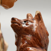 Большая скульптура «Якутка с собакой», майолика, СХФ №1, СССР, 1950-60 гг.