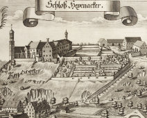 Старинная гравюра «Замок Гексенаггер», Германия, 1700-е годы