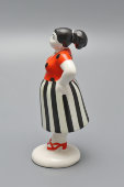 Статуэтка «Сплетница» (Склочница) в полосатой юбке из группы «Разговор», авторы Сморгон Л. Н., Дегтярев А. В., ЛЗФИ, фарфор СССР