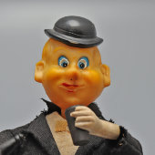 Старинная заводная, механическая игрушка «Пьющий Сэм алкоголик», пластмасса, металл, ткань, компания ALPS, Япония, 1950-60 гг.