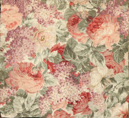 Образец, отрез старинной ткани «Букет с сиренью», Трёхгорная мануфактура, г. Москва, 1-я четв. 20 в.